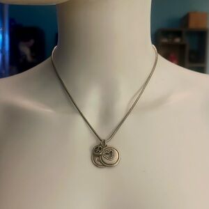 Brighton B Happy Silver Gold Crystal Pendant Peace Necklace